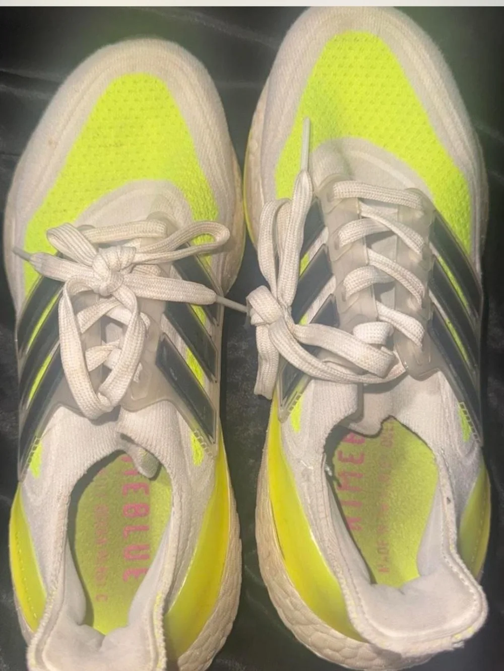 adidas Women's Neon Yellow and White Athletic Sneakers